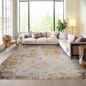 Coolmee Washable Area Rug Modern Abstract Rug Soft Non-Slip Non-Shedding Faux Wool Stain Resistant Floor Carpets for Living Room Bedroom - 1 of 4
