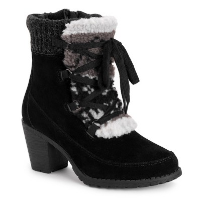 MUK LUKS Women's Clementine Fashion Boots - Cozy Knit Slipper Boots With Faux Fur Lining