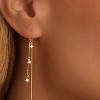 14K Gold/Silver Threader Earrings: Dainty Chain Dangle Earrings with CZ & Pearl - 2 of 4