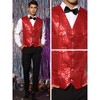 INSPIRE CHIC Men's V-Neck Sleeveless Disco Sparkly Sequin Suit Vest - 4 of 4