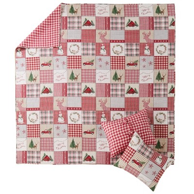 Harper Lane Holiday Patchwork Microfiber Quilt, King, Reversible (3 Count)