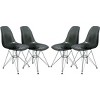LeisureMod 5-Piece Dining Set – 35" Round Black Iron Table with 4 ABS Plastic Side Chairs in Chrome for Dining Room & Kitchen - 3 of 4