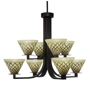 Toltec Lighting Apollo 8 - Light Chandelier in  Dark Granite with 7" Chocolate Icing Shade - 1 of 1