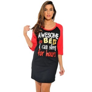 Just Love 100% Cotton Sleep Dress for Women Baseball Sleeve Nightshirt - 1 of 2