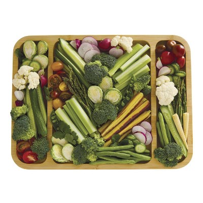 Bamboo Charcuterie Board with Clear Locking Lid and Compartments
