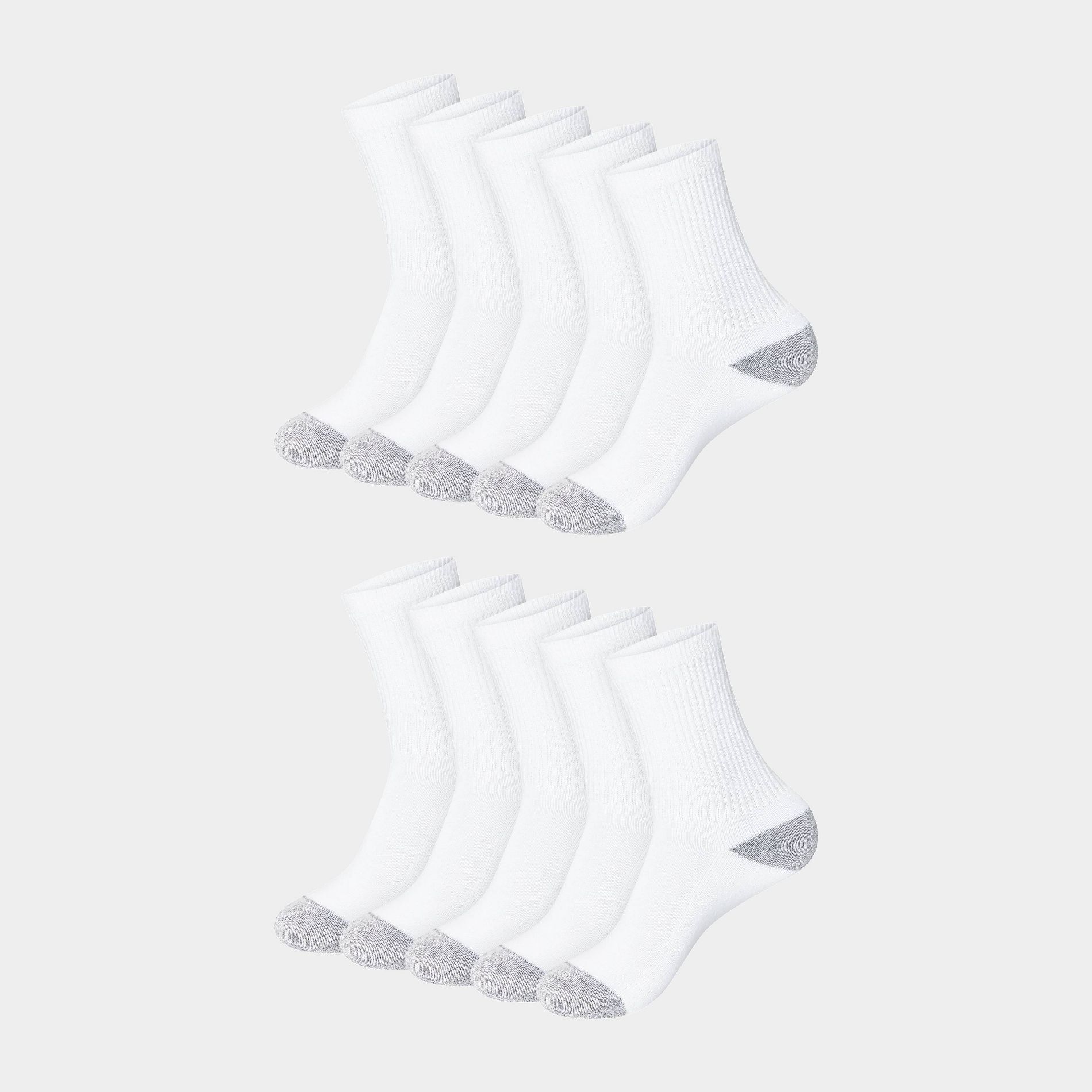 Hanes Women's Extended Size Cushioned 10pk Crew Socks - White 8-12: Midweight Knit, Reinforced Heel & Toe, Stretch Fabric