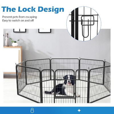 32-Inch Black Metal Portable Pet Playpen with Door