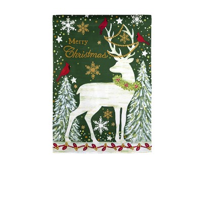 Evergreen Merry Christmas Reindeer Garden Suede Flag