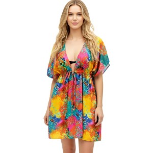 LA LEELA Womens Summer Loose Front Tie Swimsuit Vacation Beachwear Swim  Dress Cover Ups X-Large-XX-Large Multicolored, Floral : Target