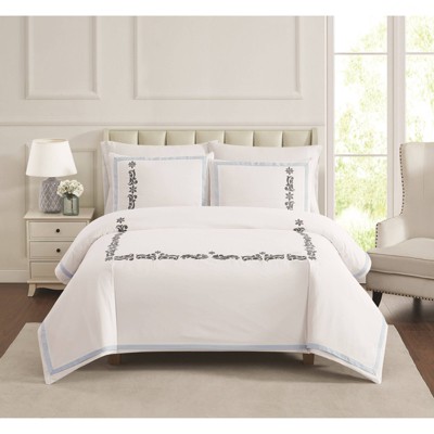 3pc Queen Cordelia Embroidered Comforter Set White - Charisma : Target