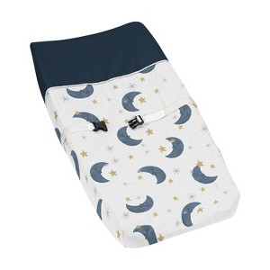 Sweet Jojo Designs Boy or Girl Gender Neutral Unisex Changing Pad Cover Bear and Moon Blue and Gold - 1 of 4
