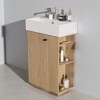 21.6" Freestanding Bathroom Vanity with Ceramic Sink, Wood Grain Finish, Side Storage & Tissue Holder, Small Space Cabinet - 2 of 4