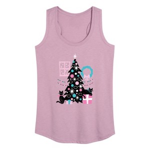 Women's - Instant Message - Christmas Cats, Tree, & Décor Graphic Racerback Tank - 1 of 4