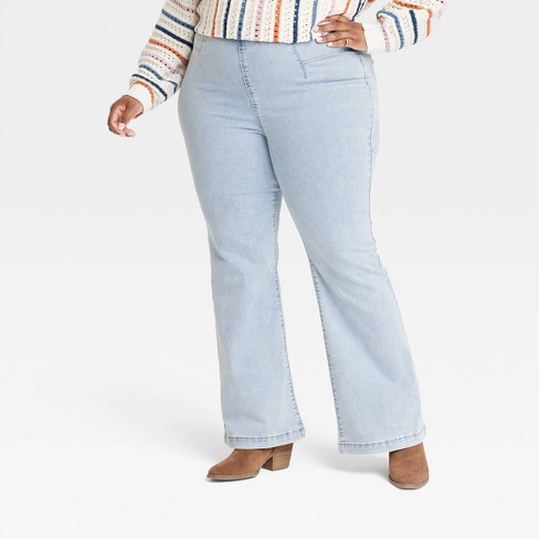 Women's Plus Size Relaxed Fit Pull-on Flare Jeans - Knox Rose™ Light ...