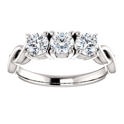 Pompeii3 .60ct 3-Stone Round Diamond Engagement Ring in 14k White Yellow Rose Gold
