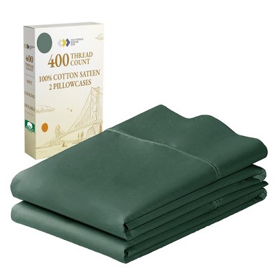 400 Thread Count Pillowcases, 100% Cotton Sateen, Soft & Cooling by California Design Den