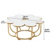 Resenkos Center Coffee Table, Living Room Table,Modern Coffee Table, Flower-Shaped Center Table with Faux Marble Tabletop White+Golden - 3 of 4