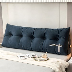 Bekrvio Velvet Wedge Headboard Pillow, Bed Rest Reading Backrest Cushion with Removable Cover & Side Pockets for Daybed & Couch - 1 of 4