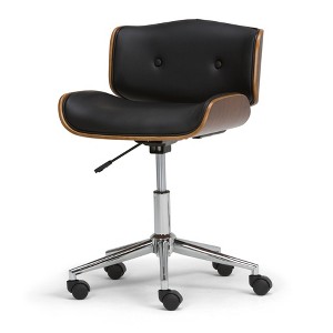 TiramisuBest Bentwood Office Chair - Black Faux Leather, Curved Seat, 360 Swivel, Adjustable Height - 1 of 4