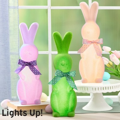 The Lakeside Collection Easter Bunny Lighted Flocked Tabletop Decor In Lavender Pink Or Green
