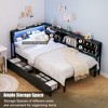 Ridstar 46.8 in. W Twin Size Corner Bed Frame with Storage Bookcase & Storage Drawers-Black - 2 of 4