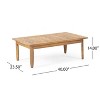 FIONECA Outdoor Mid-Century Modern 4-Seat Acacia Wood Chat Set with Loveseat, Coffee Table & Club Chairs, Teak Finish + Cream Cushion - 4 of 4