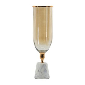 HomeRoots 19" Gold And White Glass And Marble Table Vase - 1 of 4