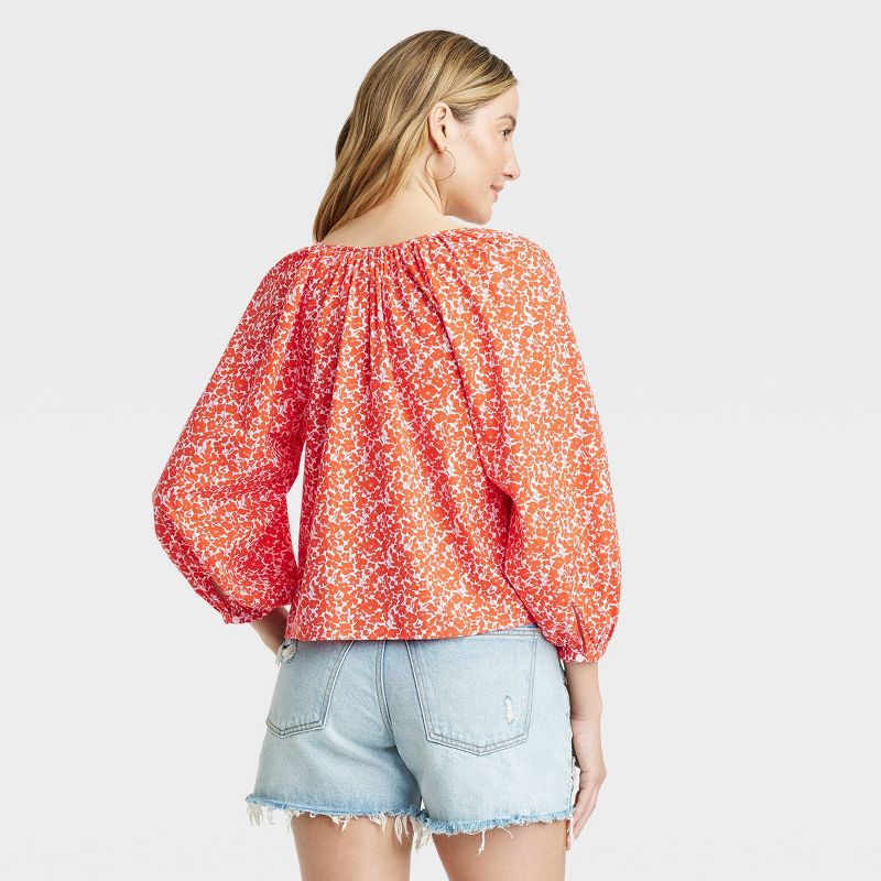Women's Long Sleeve Blouse - Universal Thread™ Red Floral, 3 of 5