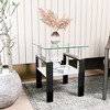 Syemin Glass End Tables, Double Tier Large Side Table with Tempered Glass Top for Living Room Decoration, Clear, 17.72"*17.72"*20.5" - 4 of 4
