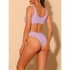 INSPIRE CHIC Women's Gold Chain V Neck Cut Out Solid Color Monokini Swimwear Bathing Suit 2 Set - 3 of 4