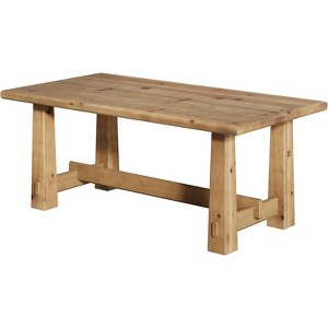 Lantine Solid Wood Coffee Table, 47'' Farmhouse Rectangular Center Tables  with Sturdy H-Shaped Base, Wood Cocktail Furniture for Living Room - 1 of 4