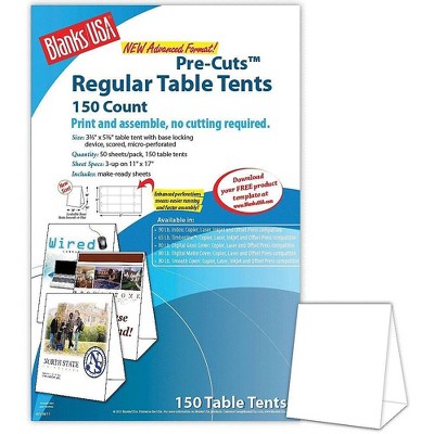 Blanks/USA 3.67 x 3 1/8 x 5 3/8 80 lbs. Digital Table Tent White 150/Pack TTU01FLWH