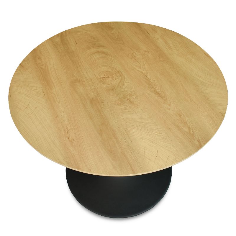 Harrison 35'' Wood Grain Finish Round Top With Metal Base Round Pedestal Dining Table-The Pop Maison, 6 of 10