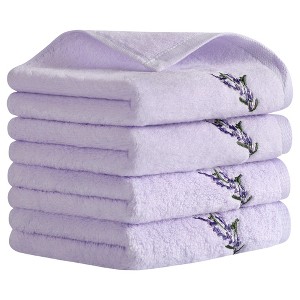 REGALWOVEN Bathroom Home Decor Cotton Soft Absorbent Floral Embroidered Hand Towel 13" x 29" - 1 of 4