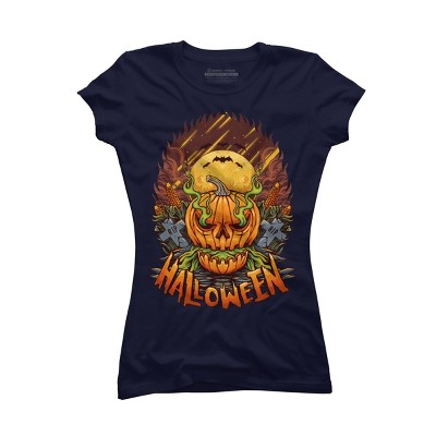 Junior's Design By Humans halloween By arjanaproject T-Shirt