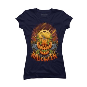 Junior's Design By Humans halloween By arjanaproject T-Shirt - 1 of 3