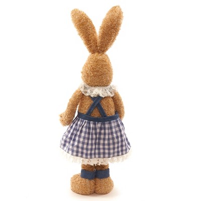 Lighted Plush Easter Bunny in Blue and White Dress