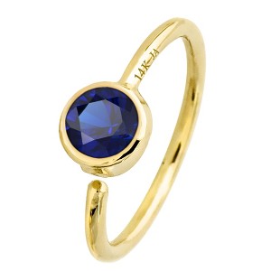 Jewelry Avalanche 20G 14K Gold Bezel Set Blue Sapphire Nose Hoop Ring, 8mm Twist-open - 1 of 3