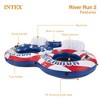 Intex 56855VM River Run Inflatable American Flag 2 Person Water Lounge Pool Tube Float with Built In Cooler, Cup Holders, and Patch Repair Kit - 2 of 4