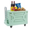 VECELO 64/92 Qt Foldable Utility Cart Rolling Crate With Seat & Heavy Duty Collapsible Basket Modern Rolling Carts with Lid & Wheels, Black/White/Green - 4 of 4