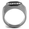 Slickblue Men's Octagon Top Ring, Stainless Steel with Clear Crystals and Black Enamel Detail, Sizes 8–14 - 3 of 4