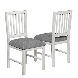 VECELO Rustic Wooden Dining Chairs Set of 2/4/6, Rubber Wood Kitchen Chairs with Padded Seat & Elegant Hollowed Backrest, Gray - 1 of 4
