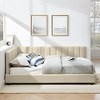 PAGED Full Size Sofa Bed Upholstered Tufted Bed Frame with Comfortable Backrest and Armrests, Easy Assembly, Noise Free - 2 of 4