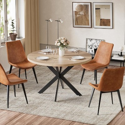PAKASEPT 5-Piece Round Dining Table Set for 4, 47"Modern Kitchen & Dining Room Tables Coffee Table for Kitchen Living Room