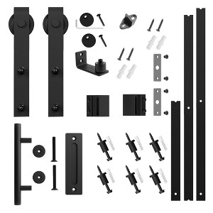SMARTSTANDARD Standard Interior Sliding Barn Door Hardware Kit, Heavy Duty Matte Black Track with J-Shape Hangers (Door Not Included) - 1 of 1