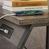 End Table with Charging Station, 2 AC Outlets 2 USB Ports 1 6.5-Foot Power Cord, Nightstand with 2-Layer Storage Shelves, for Small Spaces - 3 of 4