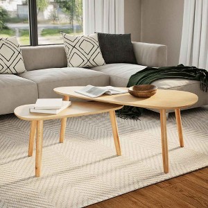 Coffee Table Set of 2 Brown Solid pine wood, MDF Two-piece set - 1 of 4