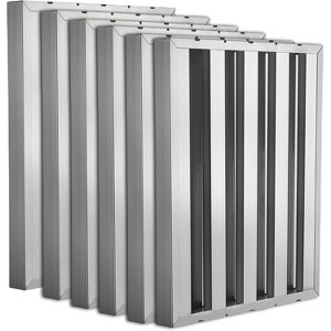 Acekool Commercial Range Hood Filters 19.5W x 15.5H Inch, Stainless Steel 5-Baffle Hood Filter with Handles, for Kitchen Exhaust, Pack of 6 - 1 of 4