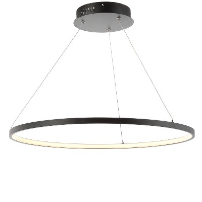 23.7" Round Metal Brice Chandelier (Includes Energy Efficient Light Bulb) Black - JONATHAN Y