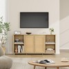63" TV Stand,Boho TV Table with Rattan Doors,Television Media Console with Open Shelves - 4 of 4